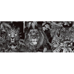 GLASSCHILDERIJ portret  tijger leeuw 120x50